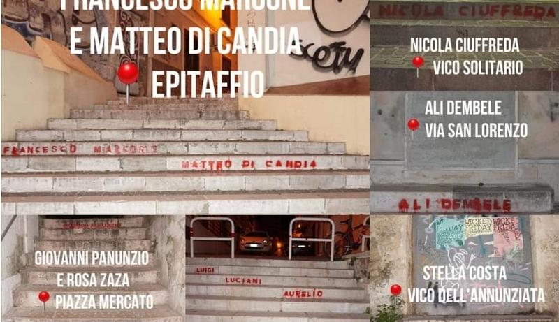 Foggia, spuntano scritte che riportano i nomi di alcune vittime innocenti della mafia